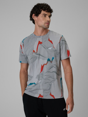 4F T-shirt regular z nadrukiem męski - szary