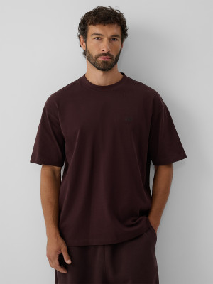 4F T-shirt loose gładki męski - brązowy