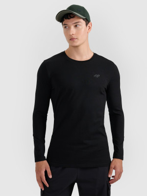 4F Longsleeve slim gładki męski - czarny