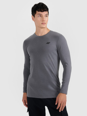 4F Longsleeve slim gładki męski - szary