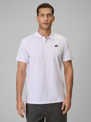 4F Koszulka polo regular męska - biała