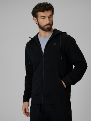4F Bluza dresowa regular z kapturem męska - czarna