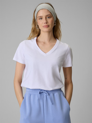 4F T-shirt regular gładki damski - biały