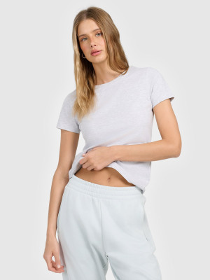 4F T-shirt slim gładki damski - szary