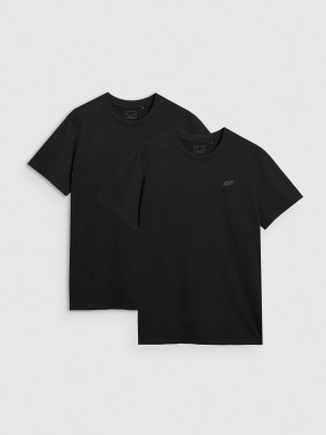 4F T-shirt regular gładki męski (2-pack) - czarny