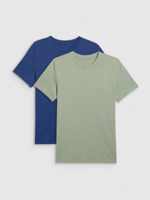 4F T-shirt regular gładki męski (2-pack) - granatowy+khaki