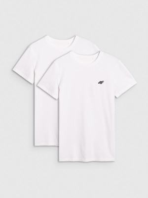 4F T-shirt slim gładki męski (2-pack) - biały
