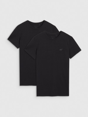4F T-shirt slim gładki męski (2-pack) - czarny