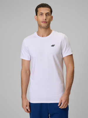 4F T-shirt slim gładki męski - biały