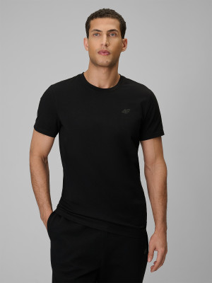 4F T-shirt slim gładki męski - czarny