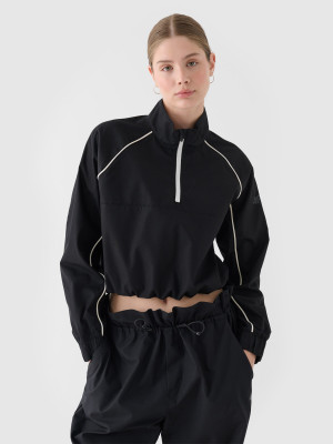 4F Kurtka wiosenna cropped ze stójką damska - czarna