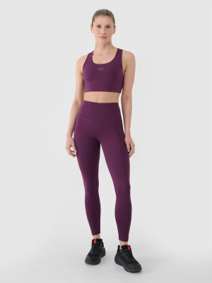 4F Legginsy treningowe z wysokim stanem damskie - fioletowy