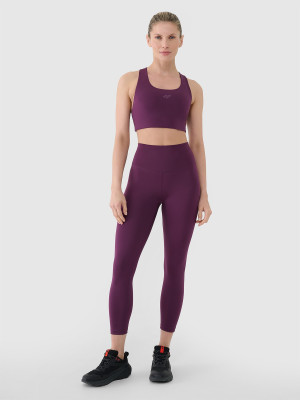 4F Legginsy treningowe 7/8 z wysokim stanem damskie - fioletowe