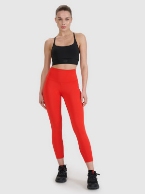 4F Legginsy treningowe 7/8 z wysokim stanem damskie - czerwone