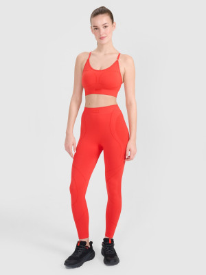 4F Legginsy treningowe bezszwowe damskie - czerwone