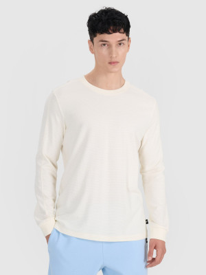 4F Longsleeve oversize gładki męski - biały