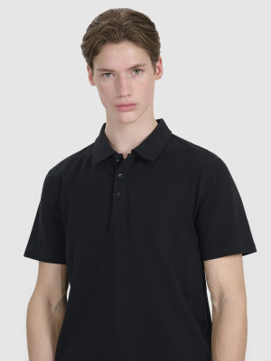 4F Koszulka polo regular męska - czarna