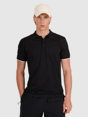 4F Koszulka polo regular męska - czarna