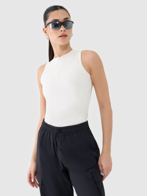 4F Crop-top slim damski - biały
