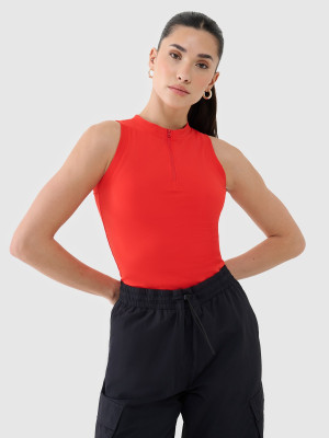 4F Crop-top slim damski - czerwony