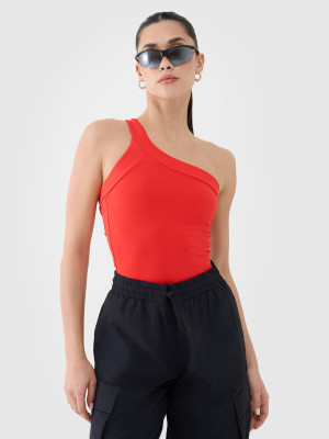 4F Crop-top slim z asymetrycznym ramiączkiem damski - czerwony