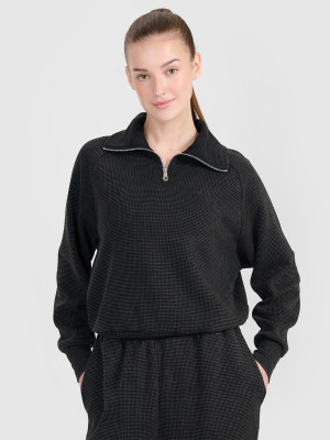 4F Bluza dresowa oversize nierozpinana bez kaptura damska - czarna