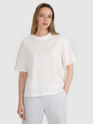 4F T-shirt oversize gładki damski - biały
