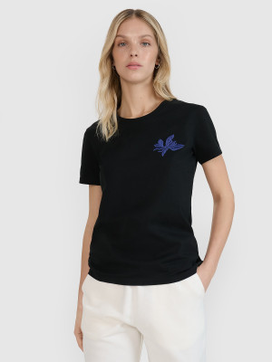 4F T-shirt regular z nadrukiem damski - czarny