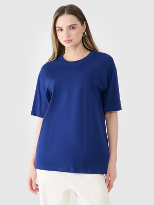 4F T-shirt oversize gładki damski - granatowy