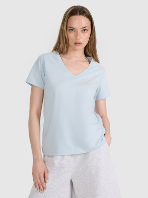 4F T-shirt oversize gładki damski - niebieski