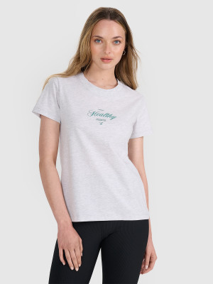 4F T-shirt regular z nadrukiem damski - szary