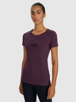 4F T-shirt slim z nadrukiem damski - fioletowy