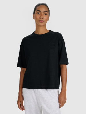 4F T-shirt oversize z nadrukiem damski - czarny
