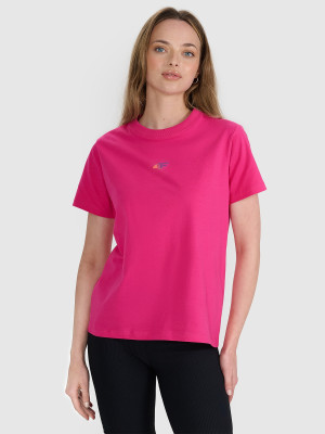 4F T-shirt oversize z nadrukiem damski - różowy