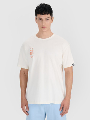 4F T-shirt oversize z nadrukiem męski - biały