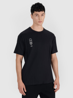 4F T-shirt oversize z nadrukiem męski - czarny