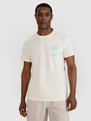 4F T-shirt regular z nadrukiem męski - biały