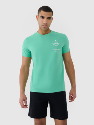4F T-shirt regular z nadrukiem męski - zielony