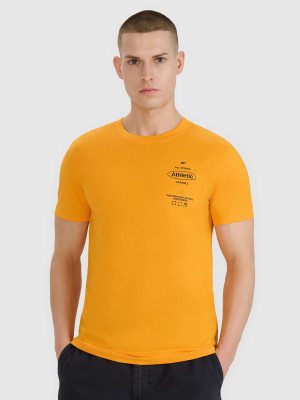 4F T-shirt regular z nadrukiem męski - pomarańczowy