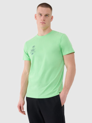 4F T-shirt regular z nadrukiem męski - zielony