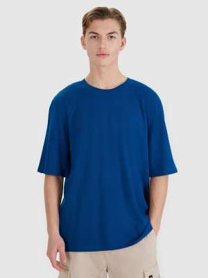 4F T-shirt oversize z modalem męski - turkusowy