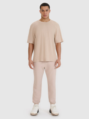 4F T-shirt oversize z modalem męski - beżowy