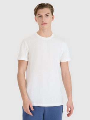 4F T-shirt regular z nadrukiem męski - biały