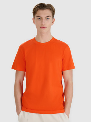 4F T-shirt regular z nadrukiem męski - pomarańczowy