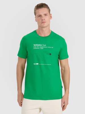 4F T-shirt regular z nadrukiem męski - zielony