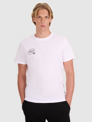 4F T-shirt regular z nadrukiem męski - biały