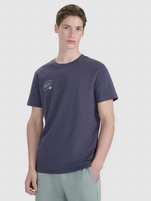 4F T-shirt regular z nadrukiem męski - szary