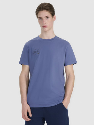 4F T-shirt regular z nadrukiem męski - granatowy