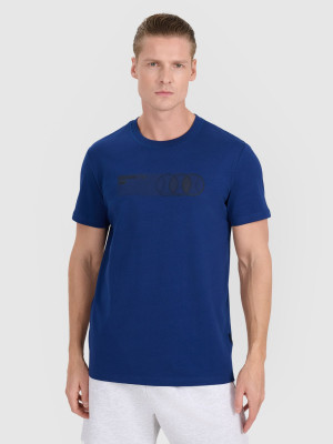4F T-shirt regular z nadrukiem męski - granatowy