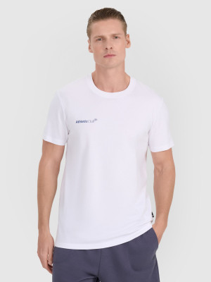 4F T-shirt regular z nadrukiem męski - biały